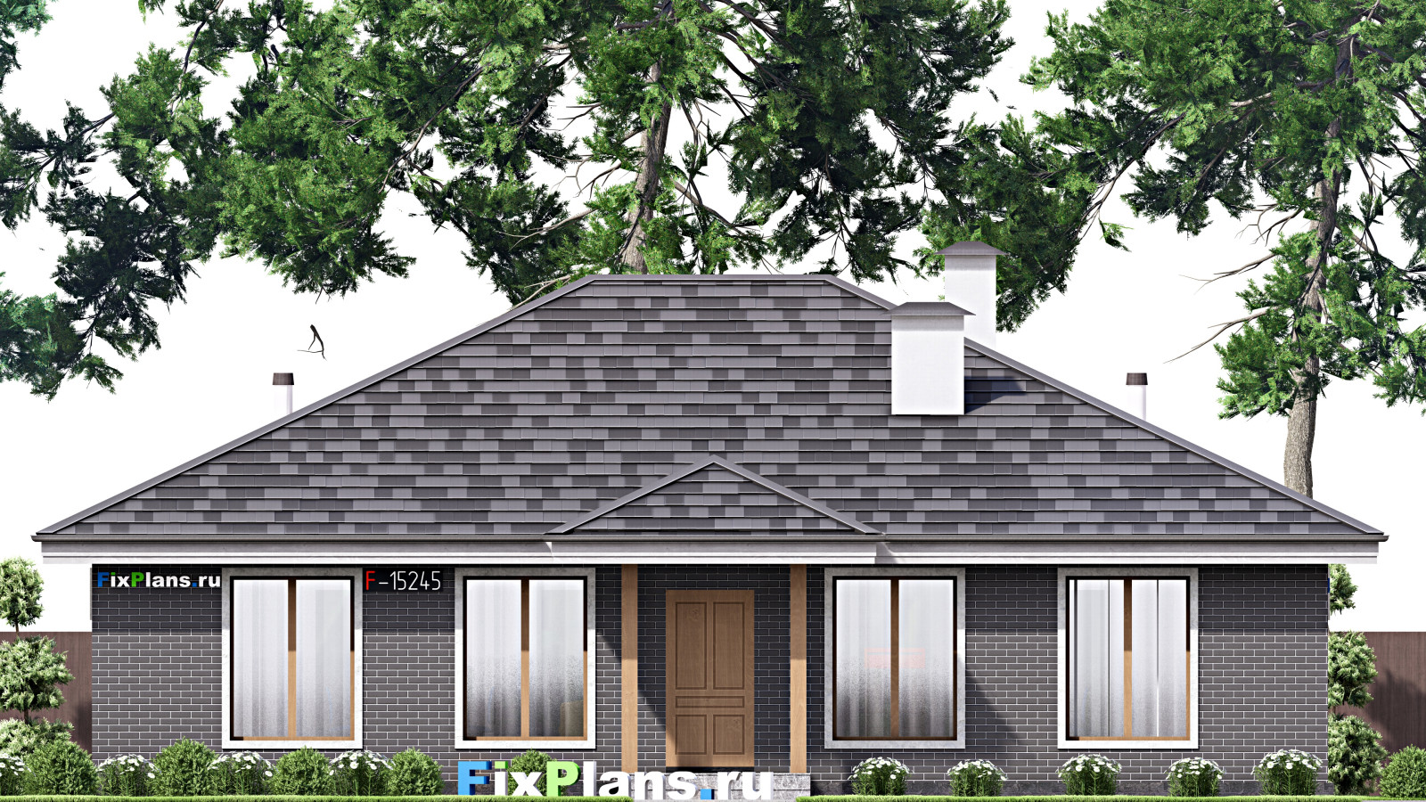 Проект одноэтажного дома 15х15м S167м2 F-15245