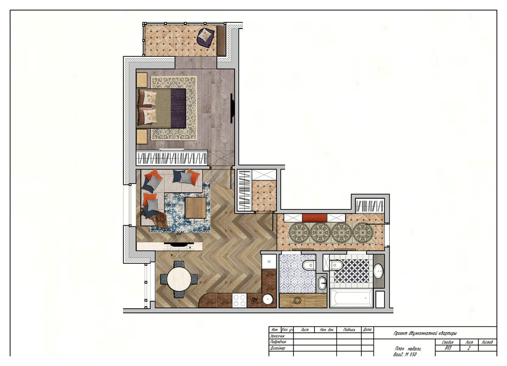 планировка двухкомнатной квартиры "ЖК ФИЛИГРАД"