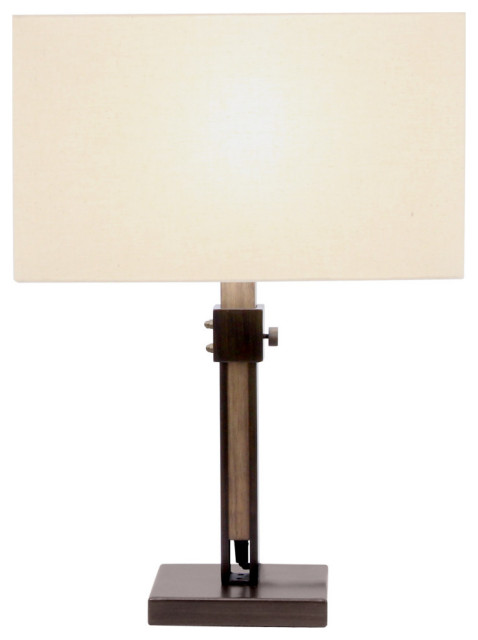 Industrial 24"x9" Metal and Pine Wood Adjustable Table Lamp