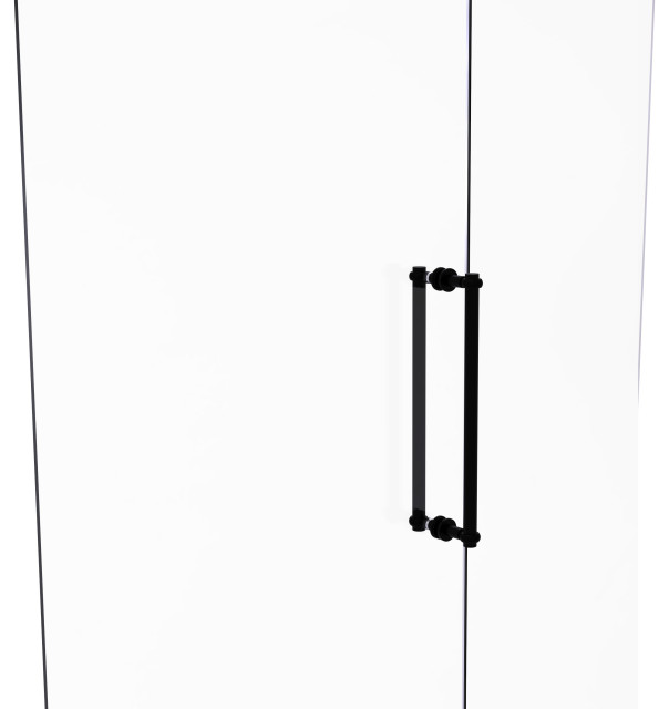 Contemporary 18" Back to Back Shower Door Pull With Twisted Accent, Matte Black