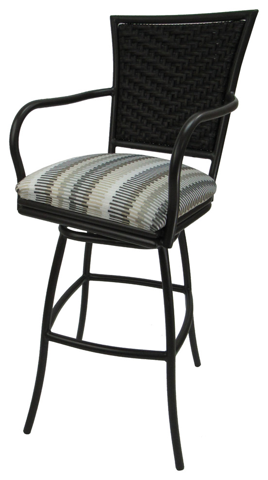 Outdoor Patio Extra Tall Spectator Swivel Bar Stool, Erin Linen Sun