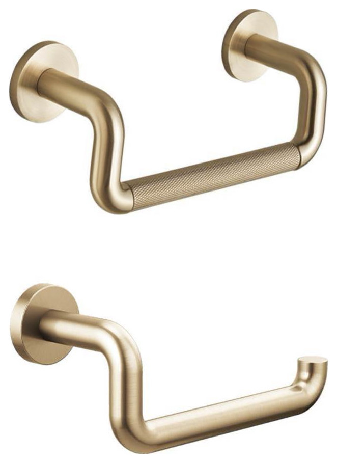 Brizo Toilet Set in Luxe Gold Tissue Holder And Mini Towel Bar