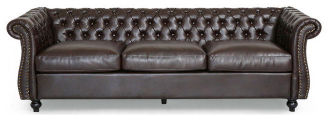 Vita Chesterfield Tufted Faux Leather, Tufted White Leather Couch