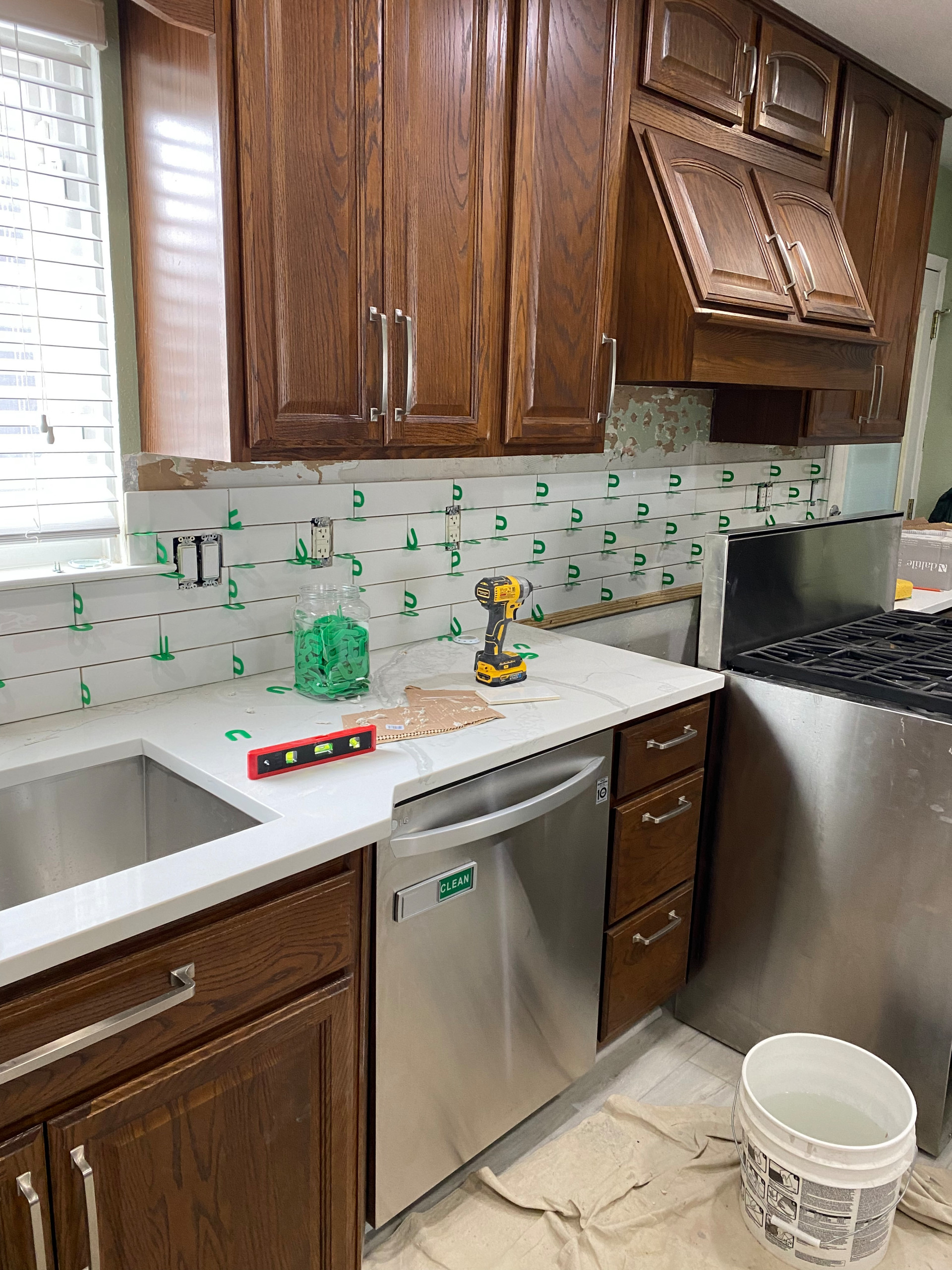 Waterford Quartz countertop and subway backsplash