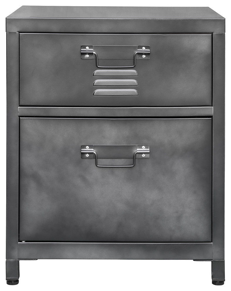 2Drawer Steel Locker Style Nightstand Industrial Nightstands And