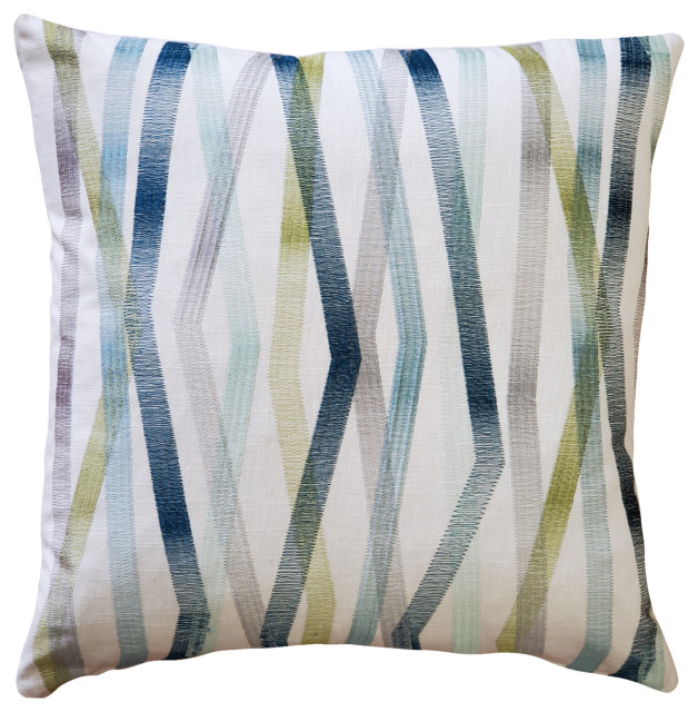 Wandering Lines Deep Sea Throw Pillow 19x19, with Polyfill Insert, 19