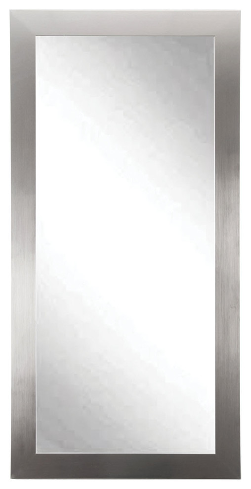 BrandtWorks Modern Silver Floor Mirror, 32"x71" Contemporary