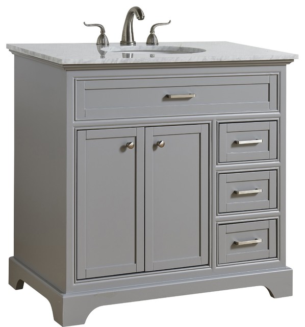 36" Single Bathroom Vanity Set, Light Gray - Transitional ...