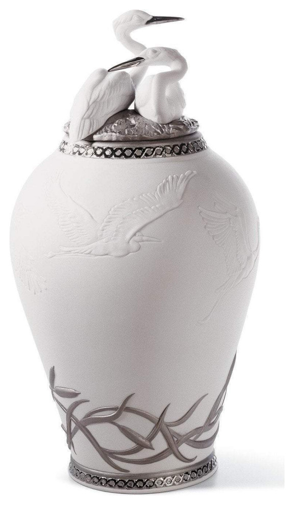 Lladro Herons Realm Covered Vase Re Deco 01007052 Contemporary