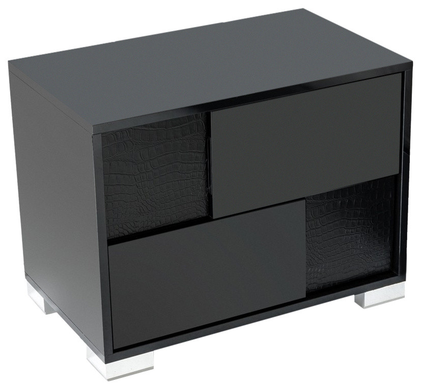 Modrest Grace Italian Modern Black Nightstand Contemporary