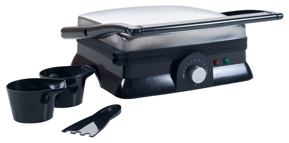 Indoor Grill and Sandwich Maker, Panini Press, Nonstick Plates, by Chef Buddy