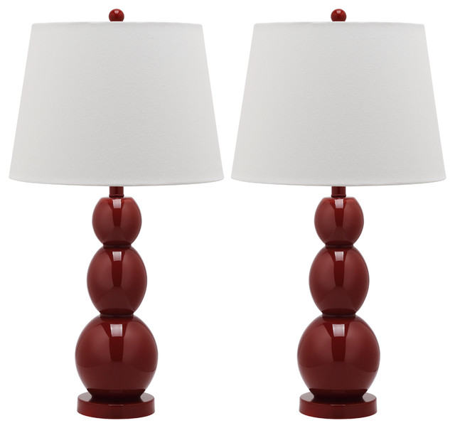 Three Sphere Glass Lamp, Chinese Red, Set of 2