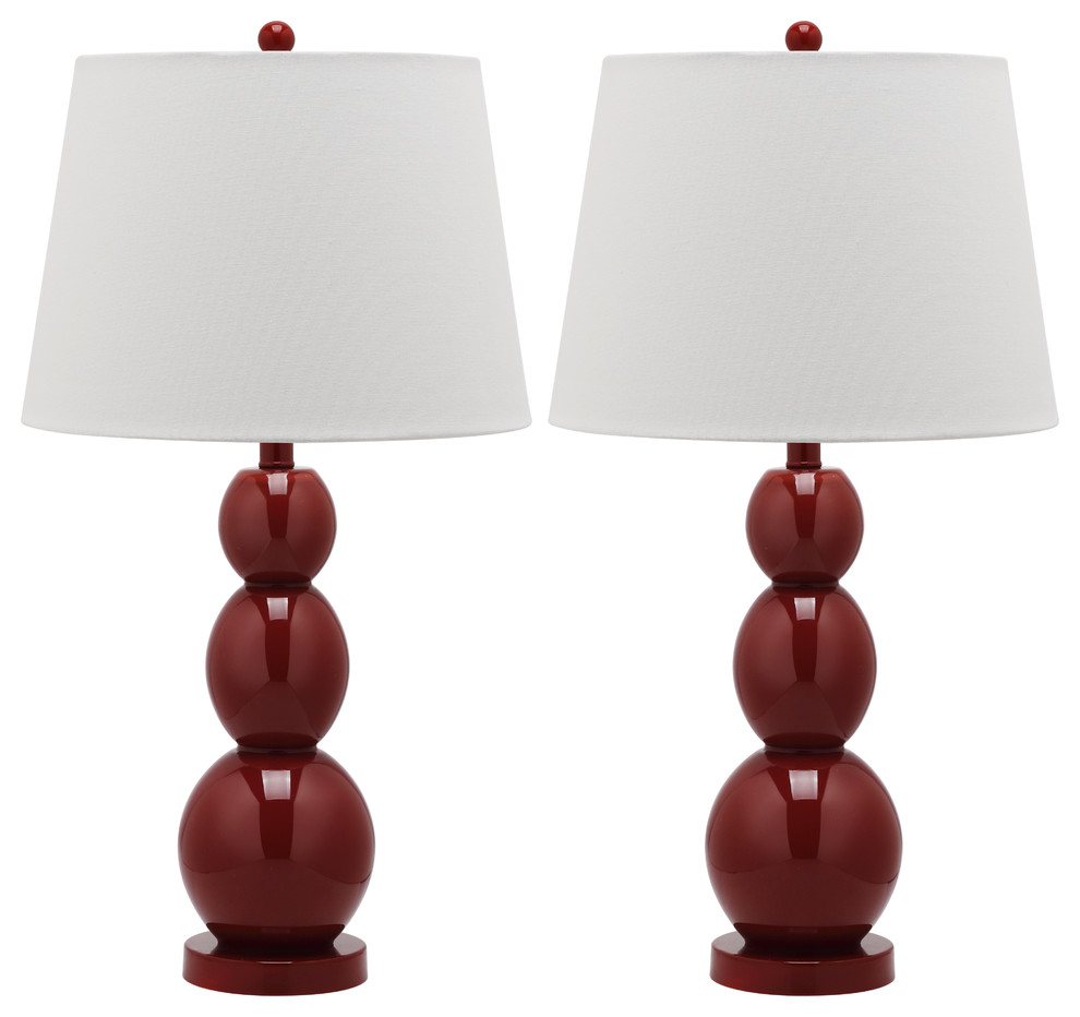 Three Sphere Glass Lamp, Chinese Red, Set of 2