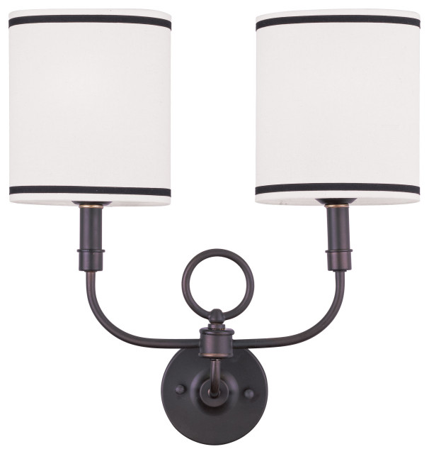 Medium Livex Lighting 42424-07 Transitional One Light Wall Sconce from Hayworth Collection in Bronze/Dark Finish