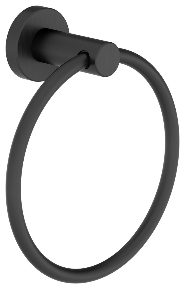 Dia Hand Towel Ring with Mounting Hardware, Matte Black