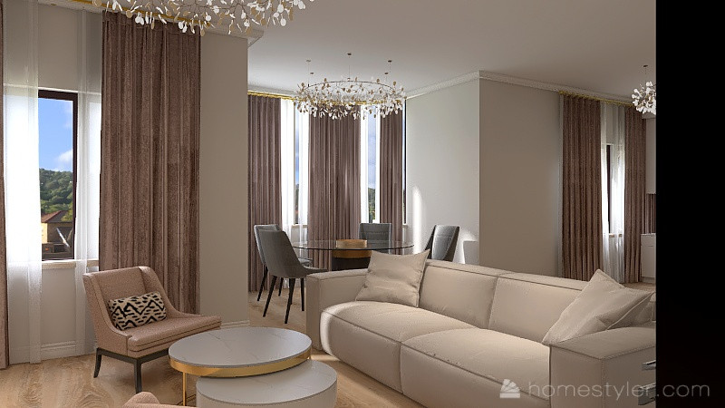 Кухня-гостинная в стиле неоклассика