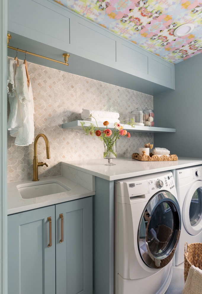 Powder Room Example Feminine Retreat Renovation - Transitional - Laundry Room ...