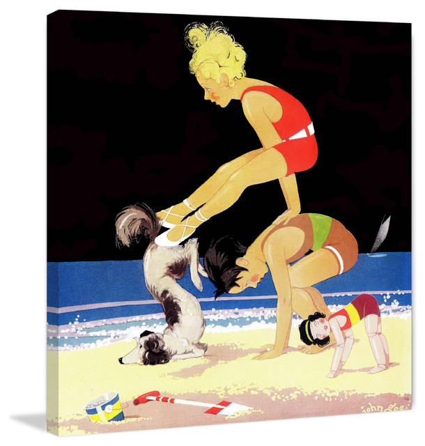 "Gymnastics" Painting Print on Canvas by Curtis, 18"x18" Contemporary