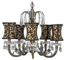 Waterfall Chandelier with Leopard Shades