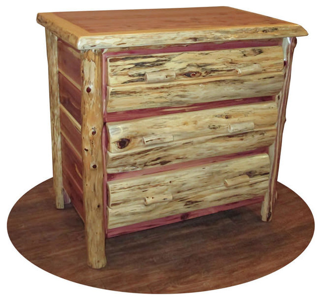 Rustic Red Cedar Log 3Drawer Dresser Rustic Dressers by