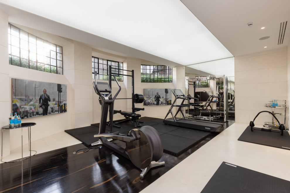 Design ideas for a medium sized contemporary home gym in London.