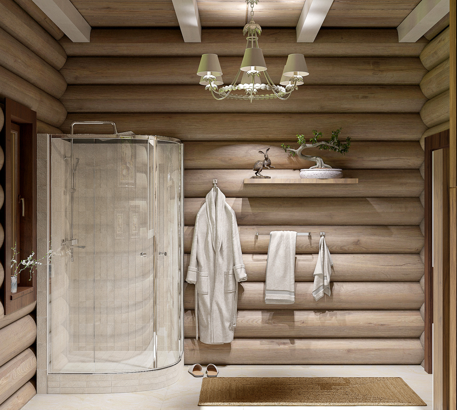 Душевая в доме из бруса