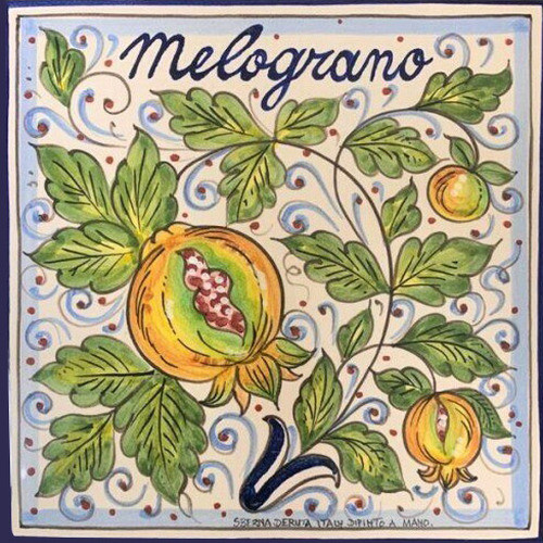 Italian Ceramic Tile/Trivet - Tuscan Fruit - Melograno (Pomegranate) - 20 cm