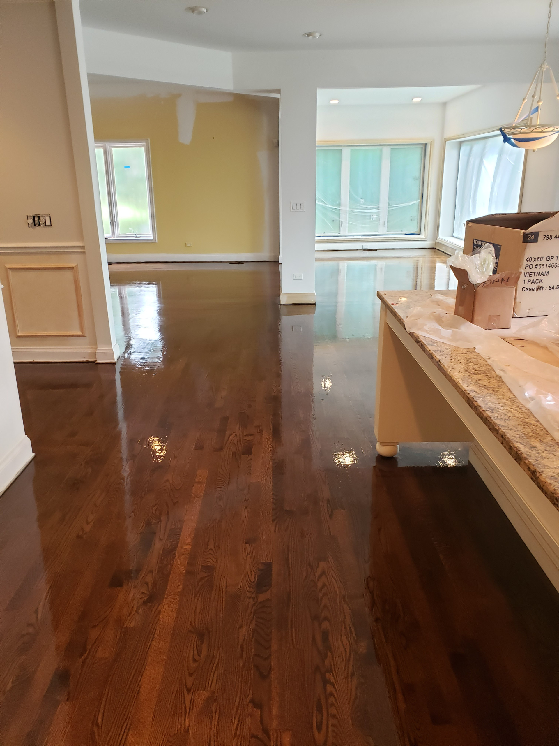 Arlington Heights,  2and 1/4 red oak , Jacobean stain , matte polyurethane finis