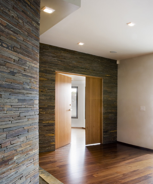 Interior Wall Stone contemporary-hallway-and-landing