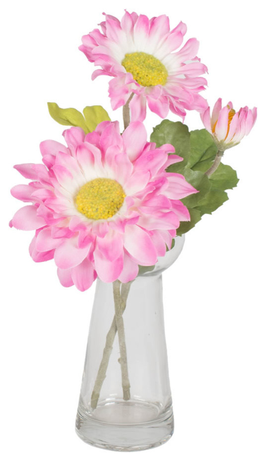 Vickerman 9" Pink Gerbera Daisy Vase Contemporary Artificial Flower