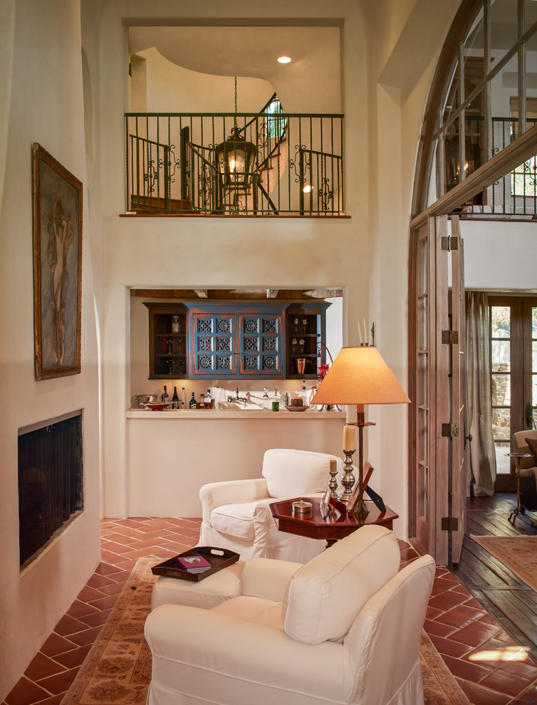 This is an example of a mediterranean family room in Houston.