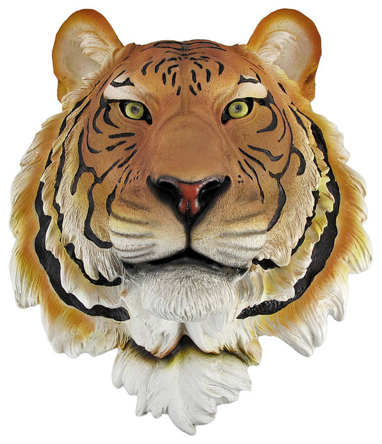 Bengal Tiger Head Mount Wall Statue Bust - Contemporary - Wall ...