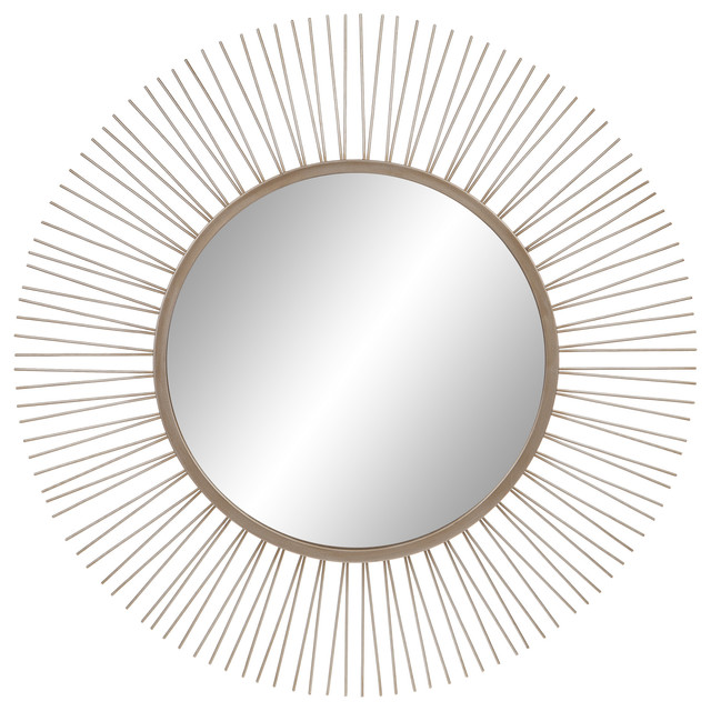 30 Brushed Silver Sunburst Wall Accent Mirror