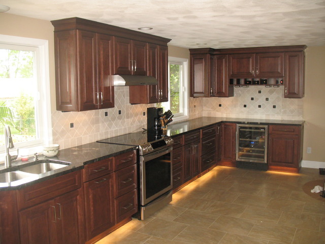 Traditional Cherry Cabinets American Traditional Kitchen New