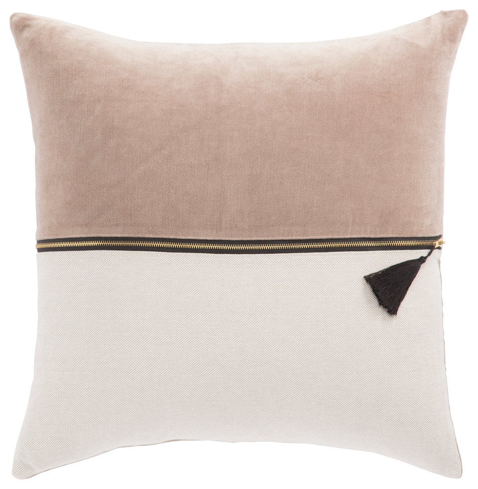 Nikki Chu by Jaipur Living Caribou/Desert Taupe Throw Pillow, 22", Down Fill