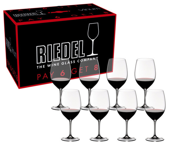 Riedel Vinum Cabernet Sauvignon/Merlot/Bordeaux Pay 6 Get 8 Glasses - Set  of 8 - Traditional - Wine Glasses - by Chef's Arsenal | Houzz