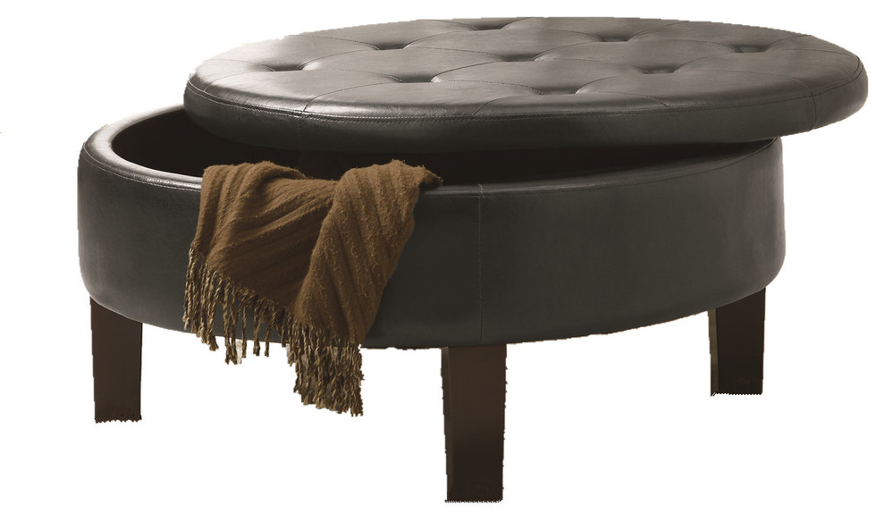 Belleze Nailhead Round Tufted Storage Ottoman Large Footrest Stool Coffee Table Lift Top Walmart Com Walmart Com