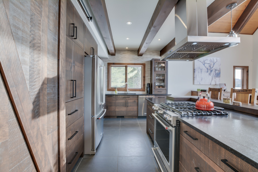 Timber Frame Lac Quenouile Craftsman Kitchen Montreal by Harkins Inc. Houzz