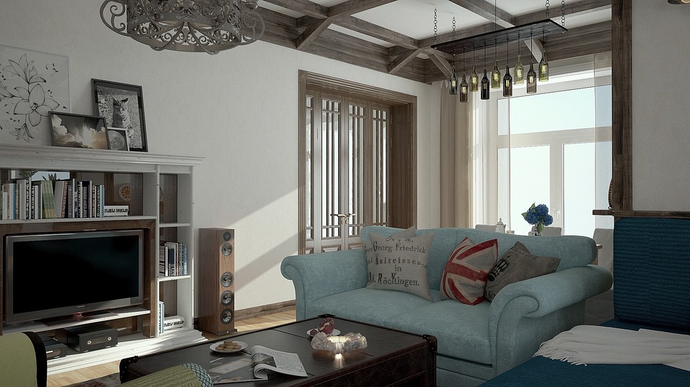 Гостиная в стиле шале в частном дома (Екатеринбург)