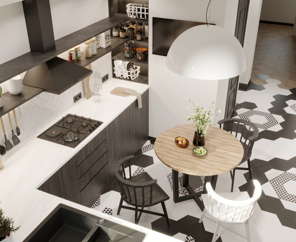 Дизайн интерьера кухни в черном цвете