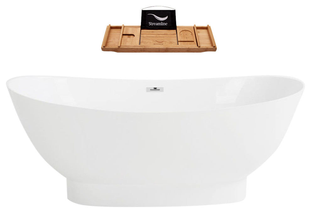 63" Solid Surface Resin K9663FSWHSSFM Freestanding Tub With Internal Drain Contemporary