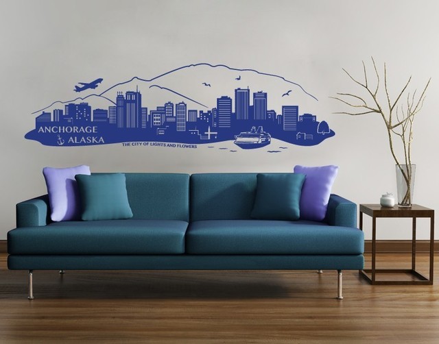 Anchorage Alaska Skylinedecals Sticker Mural Home Decor Contemporary Wall Decals By Style And Apply Houzz - Alaska Home Decor