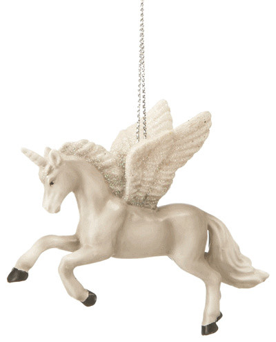 Unicorn with Glitter Wings & Horn - Mystical Fantasy Christmas Tree Ornament