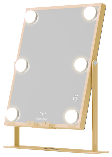 Hollywood Tri-Tone LED Modern Makeup Mirror, Champagne Gold
