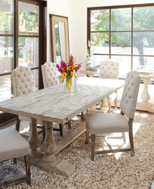 neutral and rustic windsor dining room - rustic - dining room