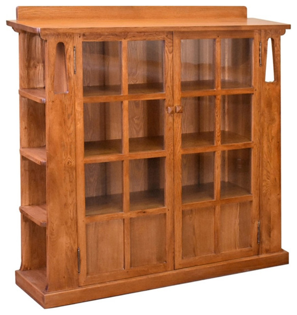 Mission Double Door Bookcase with Side Shelves, Michael's Cherry (MC1)