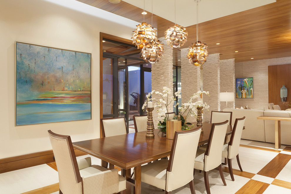 Inspiration for a contemporary open plan dining in Miami.
