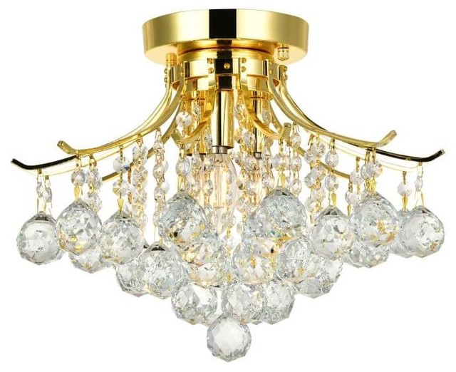Elegant Lighting Toureg 3 Light Flush Mount Gold Spectra Swarovski