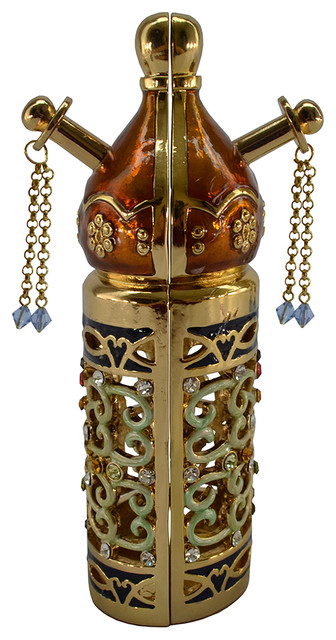 Jewish Jeweled Torah Scroll Stand Holder W Aqua Citrine Crystals
