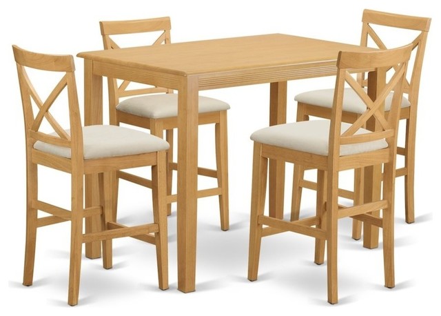 5 Piece Counter Height Dining Set High Top Table And 4 Dining Chairs Contemporary Dining Sets By Bisonoffice